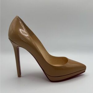 Christian Louboutin Pigalle Plato Nude Patent Pumps Red Sole 36.5